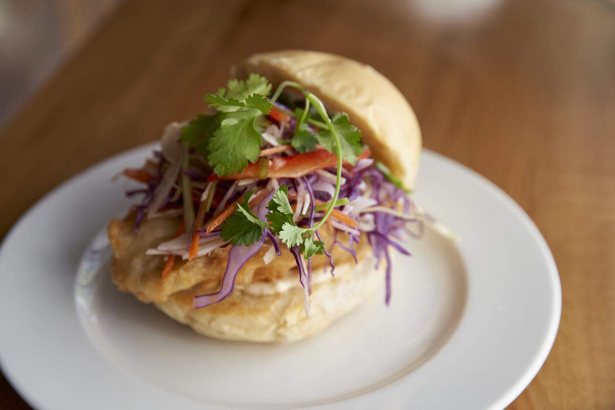 Down Island fish sandwich at the revamped My Caribbean Kitchen by Norman Van Aken in the Timeout Market Miami