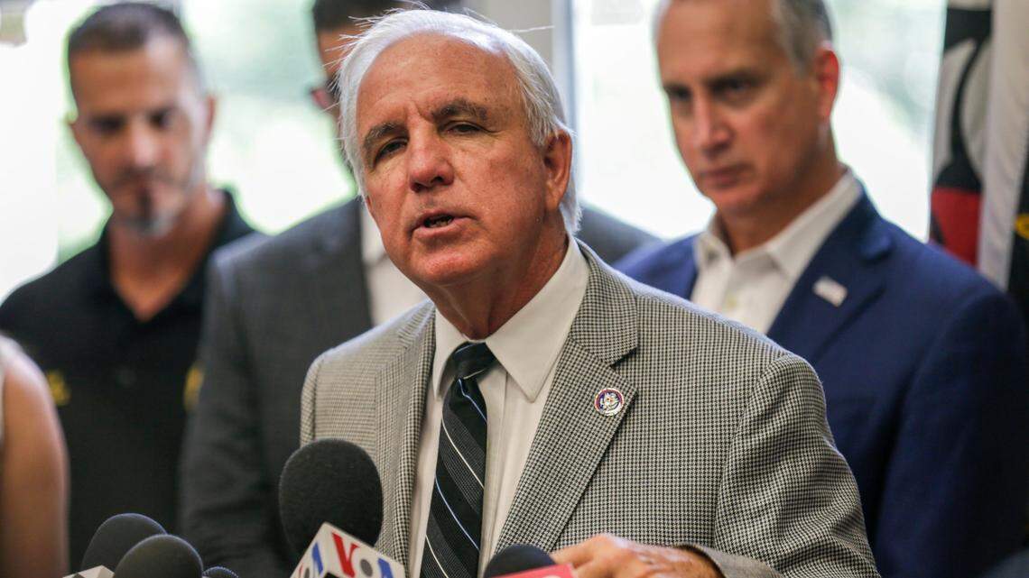 U.S. Rep. Carlos Gimenez of Floridas 26th Congressional District speaks about the current situation in Cuba during a press conference at the Hialeah Gardens Museum Honoring Assault Brigade 2506 located on 13651 NW 107 Avenue in Hialeah Gardens on Thursday, Aug. 5, 2021.
