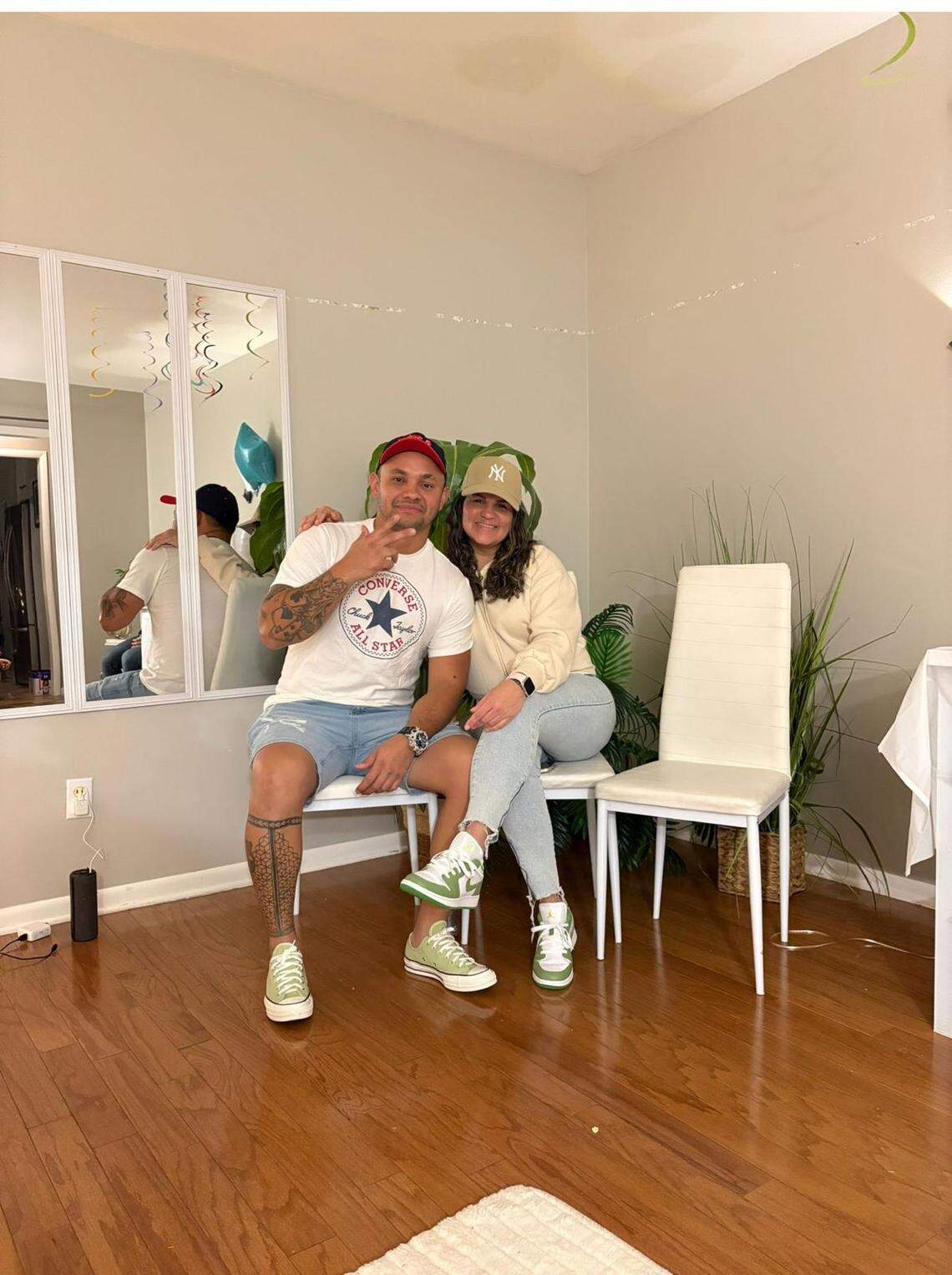 Jeferson Pacheco Cruces with his partner Karina Pino at their home in Tulsa, Oklahoma, where they have been living since last year. Pacheco, a Venezuelan TPS holder, was detained during an immigration check just three days after Judge Edward Chen upheld deportation protections for Venezuelans.