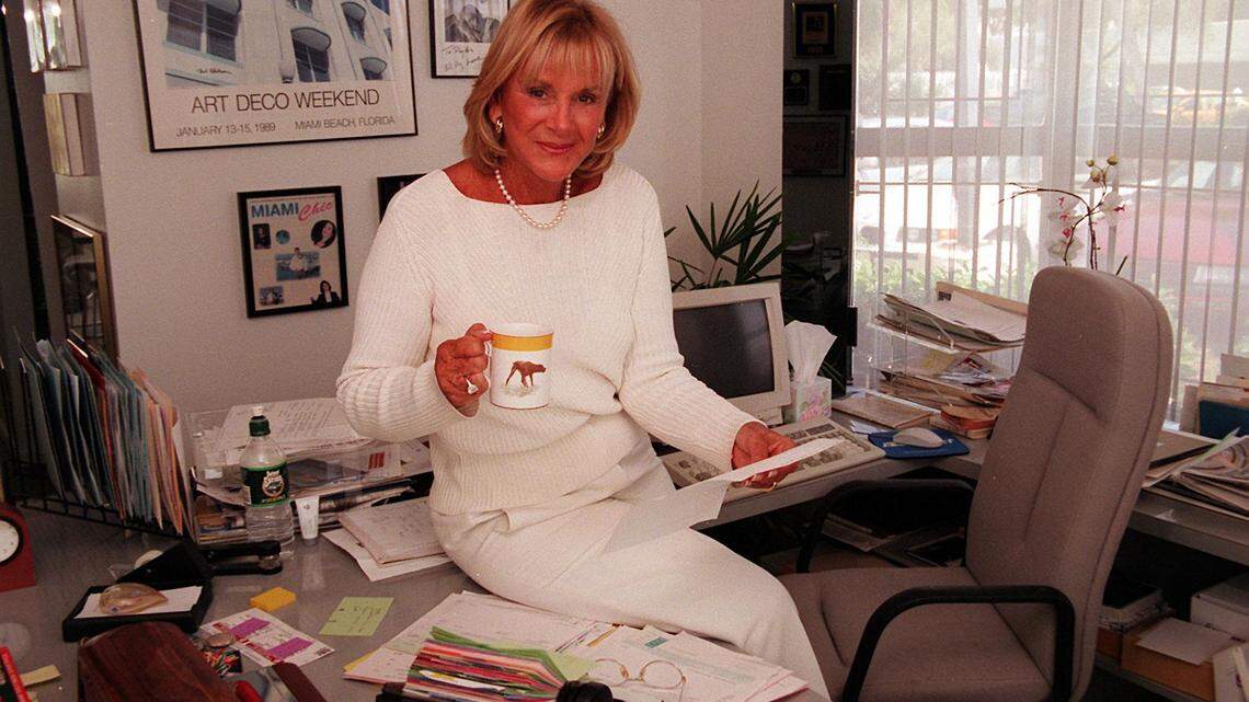 Phyllis Apple, CEO and founder of The Apple Organization PR film, in her office on April 26, 1999. Her PR firm was celebrating its 20th year of putting on charity functions.