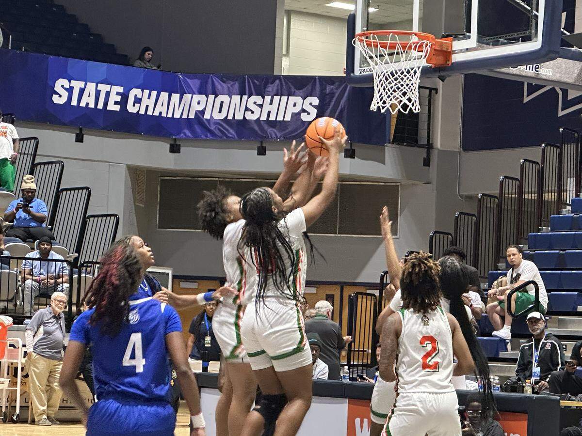 Blanche Ely’s Maiyah Standifer goes for a rebound during the Tigers’ Class 5A state girls’ basketball championship matchup against Pensacola Washington on Friday at UNF Arena in Jacksonville, Fla.