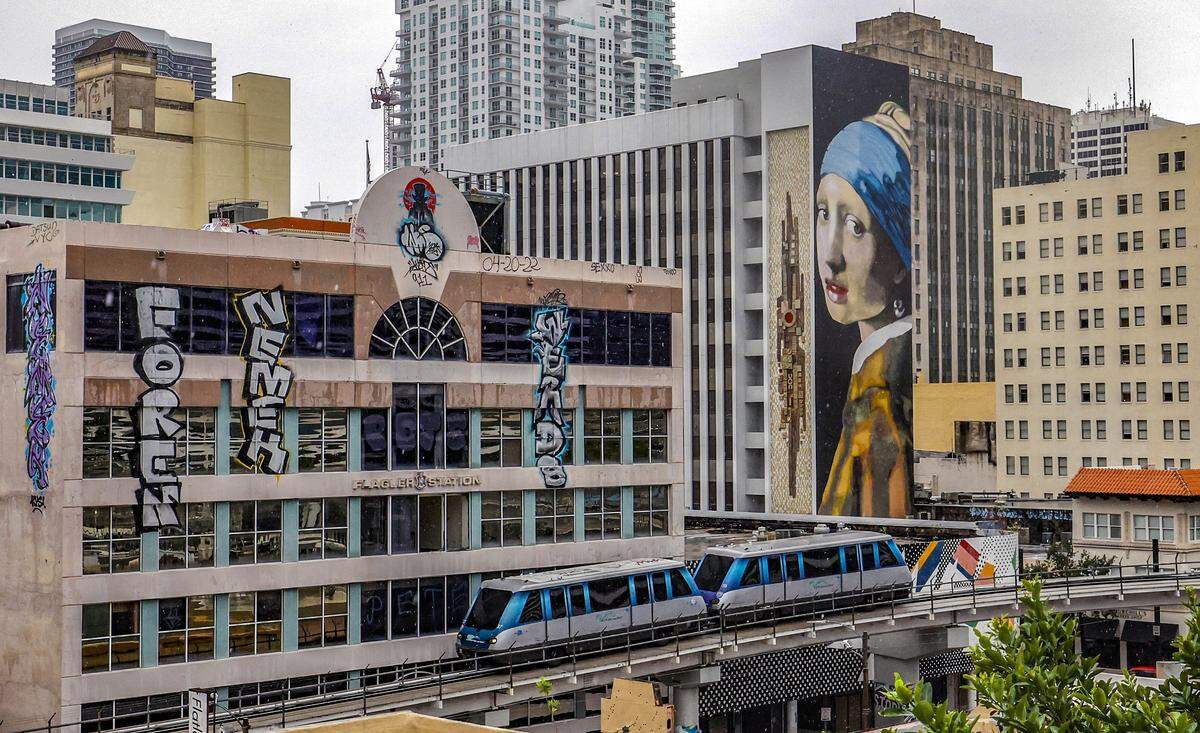 Miami-Dade County Metromover in downtown Miami, Florida, on June 3, 2025.
