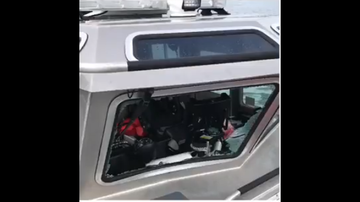A gigantic and strong wave smashed the windshield of a OCSO Marine Unit Safe boat, according to the Okaloosa County Sheriff’s Office.