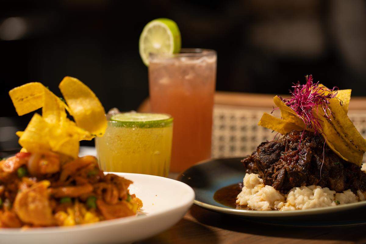 Braised oxtail rabo encendido is served over white truffle risotto at the new Colada Cuban Café in downtown Miami