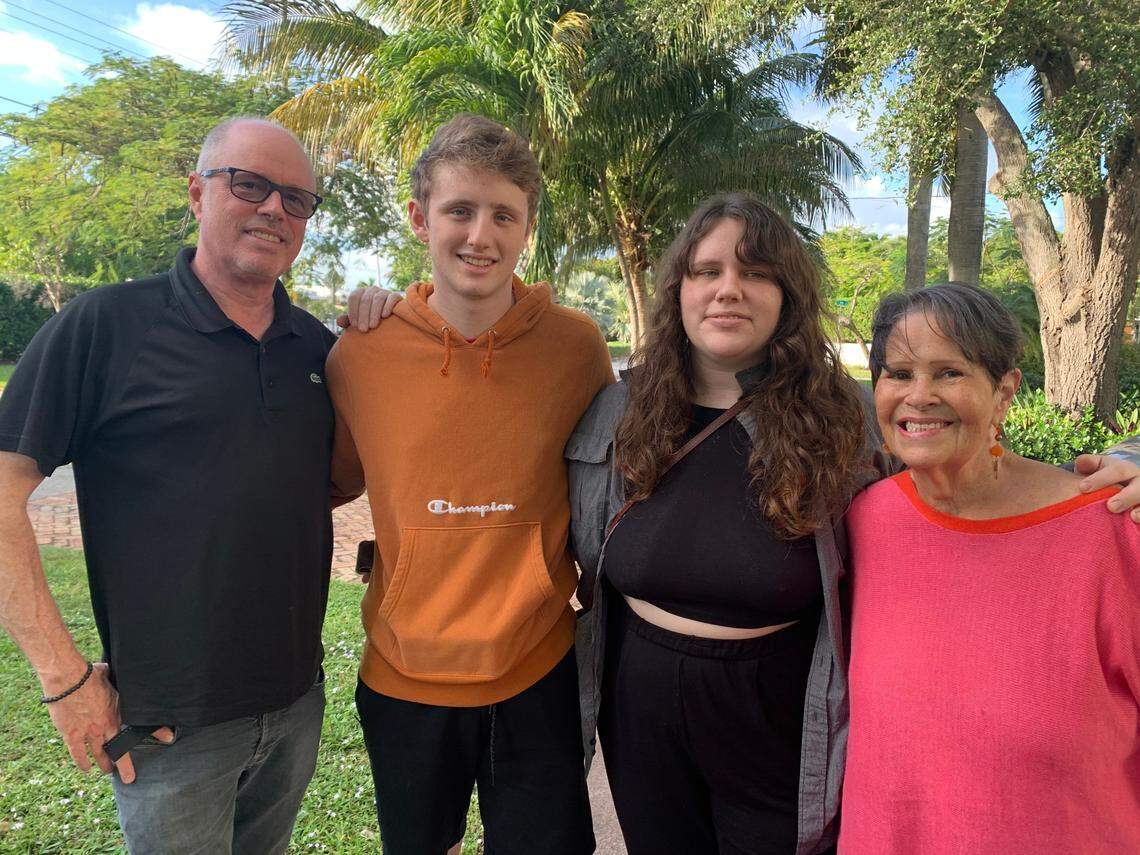 Matt Bohm, his son Zach and daughter Halley and his mom Susan Brustman in a family photo.