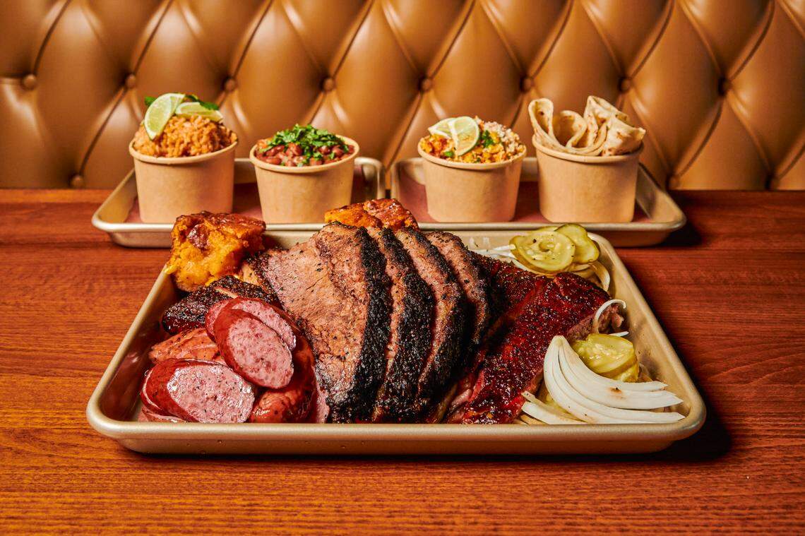 Brisket, sausage, ribs and sides from La Traila Barbecue, which is opening in South Miami.