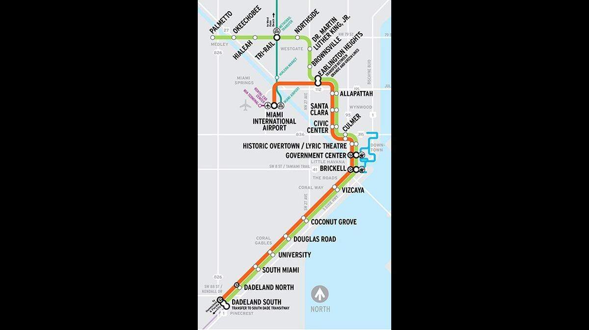 Mapa original de la Orange Line del Metrorail, antes que el servicio se suspendiera en marzo de 2020 al comienzo de la pandemia del COVID-19.