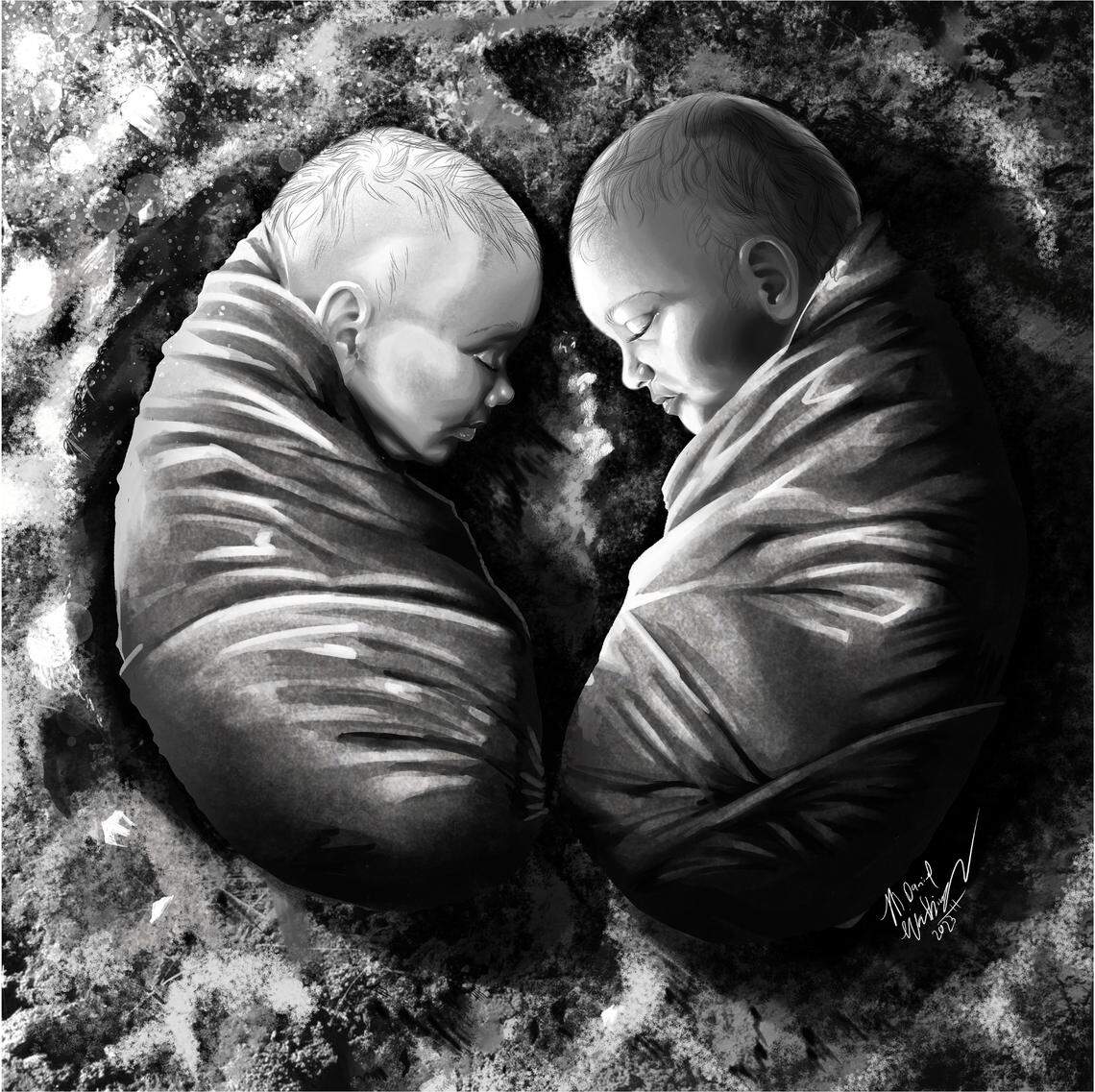 The twins may have been young, but their burial was one of love, researchers said.