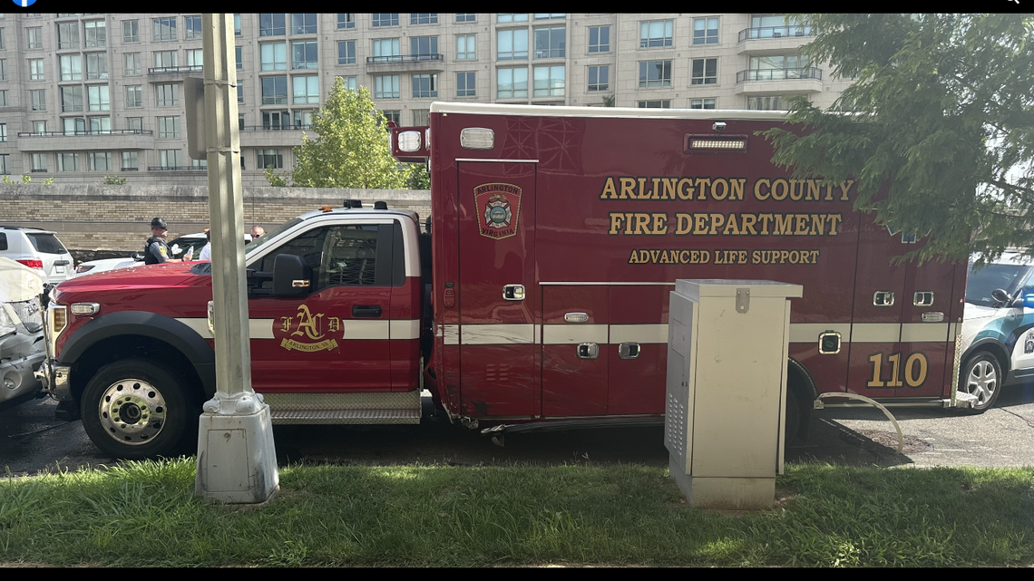 The pursuit ended when the ambulance crashed head-on with a parked car in Washington, D.C., police said.