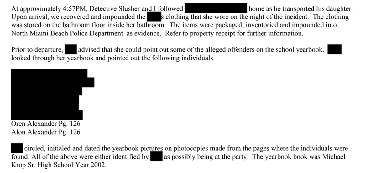 Screenshot of the North Miami Beach police report from 2003.