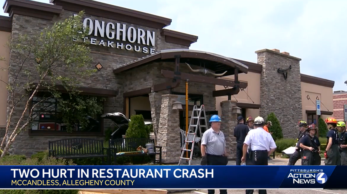 A teen employee was pinned under a vehicle that crashed into Longhorn Steakhouse, authorities said.
