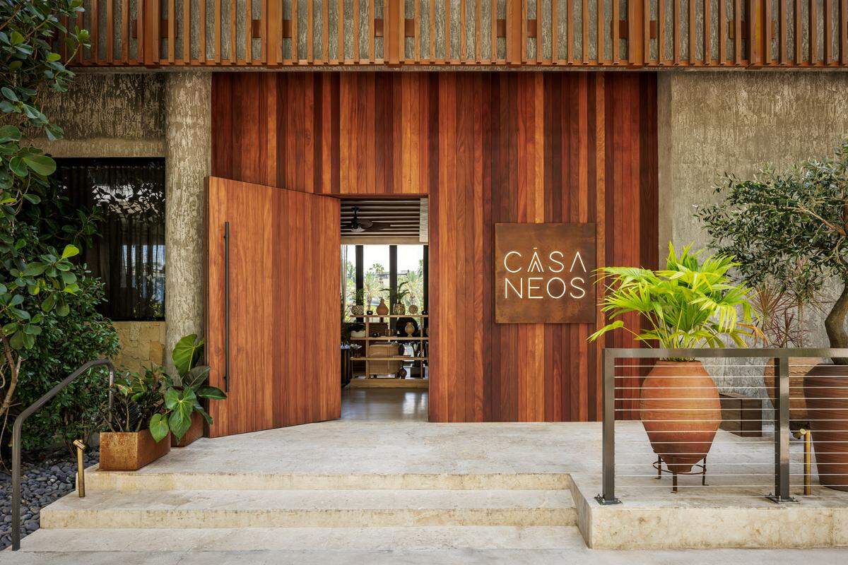 The entrance of Casa Neos on the Miami River.