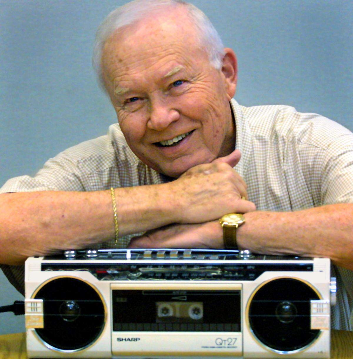 Chuck Zink, an animated yet smooth-voiced disc jockey on WJNA 1040 AM, is a Florida icon who hosted the popular “The Skipper Chuck Show” on South Florida’s WTVJ-TV from 1956 to 1979. Zink will open the second annual Florida Image Archive “Rewind/Fast Forward” Film and Video Festival. He was photographed in WJNA’s conference area in Fort Lauderdale on Tuesday, July 9.
