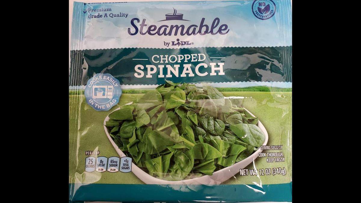 12-ounce bags of Lidl Frozen Chopped Spinach