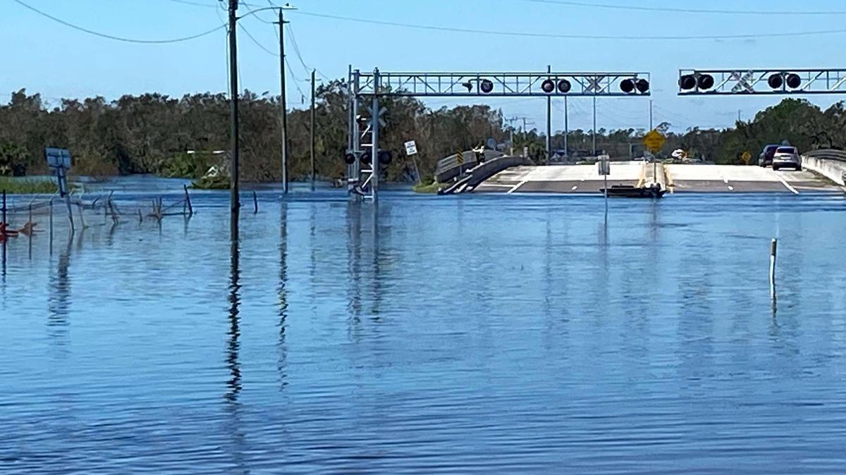 The Peace River overflowed its banks in Arcadia after Hurricane Ian.