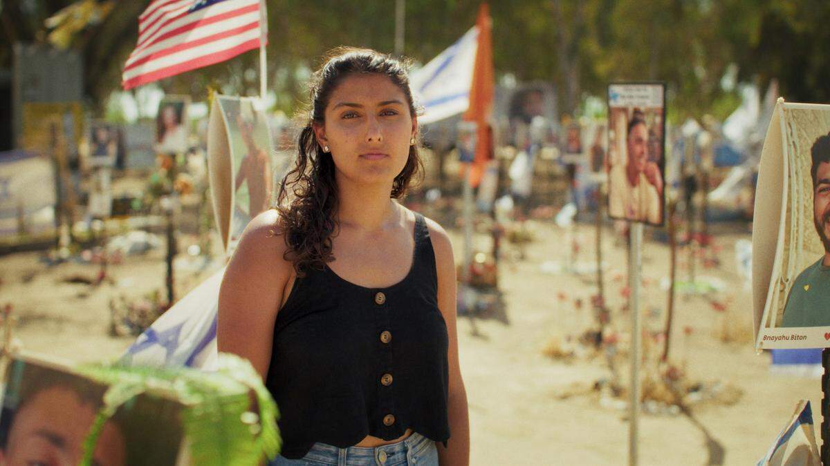 Talia Dror, a student at Cornell University, in a scene from the film ‘OCTOBER H8TE.’ The film will have its nationwide theatrical release in early 2025 and will have its southeast U.S. premiere as part of the Miami Jewish Film Festival, Sunday, Jan. 12, in Pinecrest.