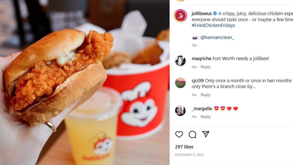 Jollibee chicken sandwich / Instagram