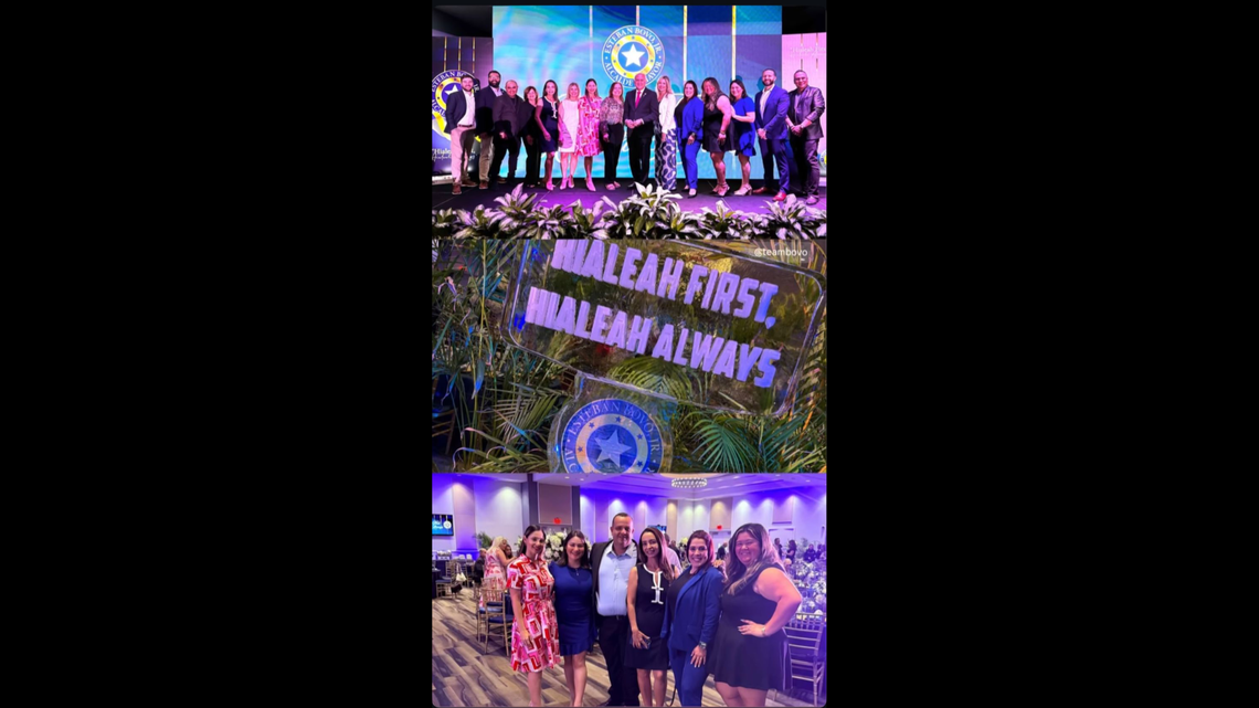 City employees attend the farewell party for departing Hialeah Mayor Esteban “Steve” Bovo on April 25, held at the Milander Center for Arts and Entertainment. Credit: City of Hialeah.