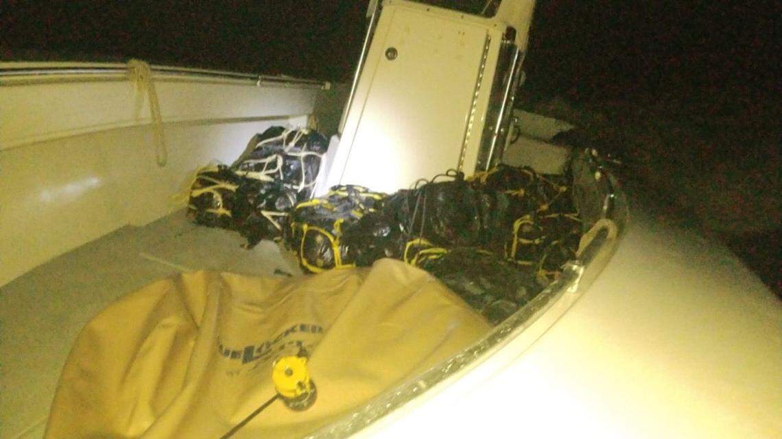 Some of what Customs and Border Protection agents say was cocaine on an abandoned boat off a Puerto Rican coast.