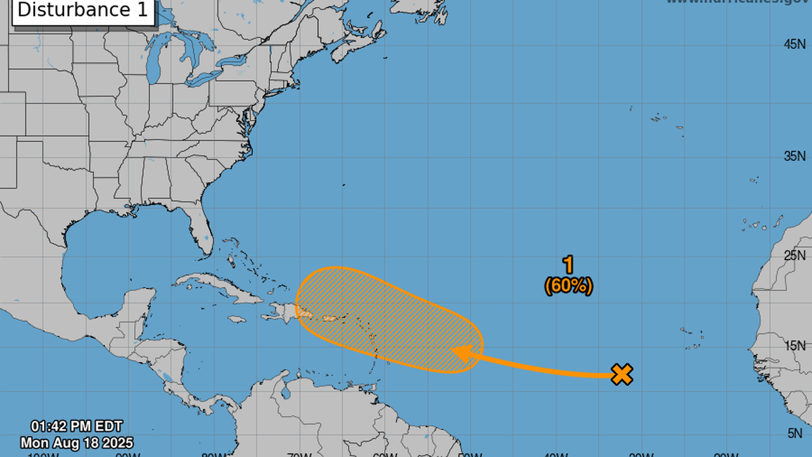 New disturbance following Hurricane Erin. It’s far off but forecasters watching it
