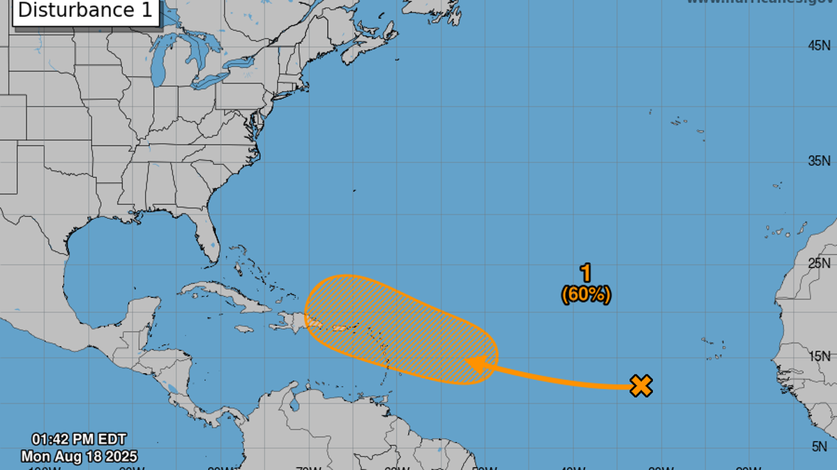 Forecasters are watching a new disturbance in the east Atlantic for possible formation this week.