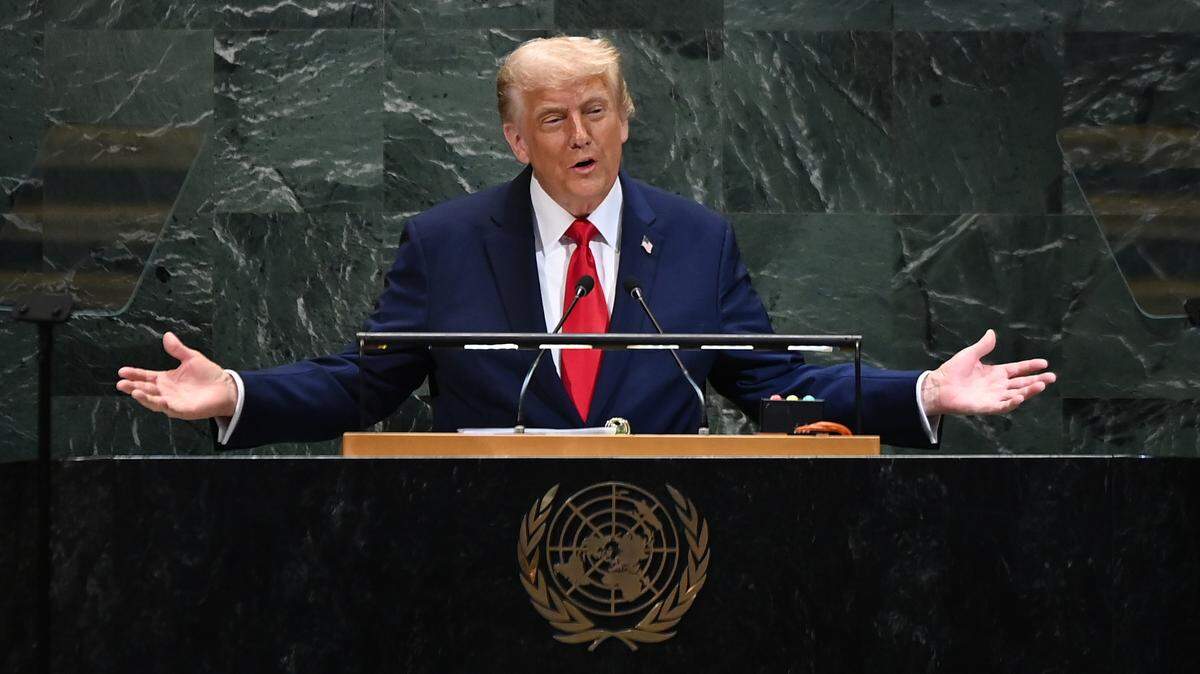 President Donald Trump delivers a speech during the General Debate of the 80th session of the United Nations General Assembly (UNGA) at the UN headquarters in New York, Sept. 23, 2025. (Xinhua/Li Rui) (Photo by Xinhua/Sipa USA)
