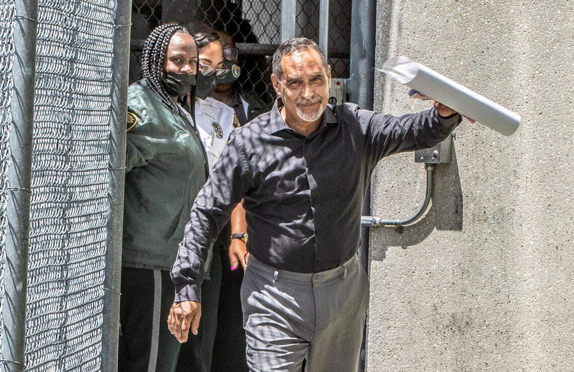 Miami-Dade Commissioner Joe Martinez walks out of the Miami-Dade Turner Guilford Knight Correctional Center in Doral on Tuesday afternoon, Aug. 30, 2022, after he surrendered to face criminal charges. He was suspended from office on Sept. 20, 2022, by Florida Gov. Ron DeSantis.