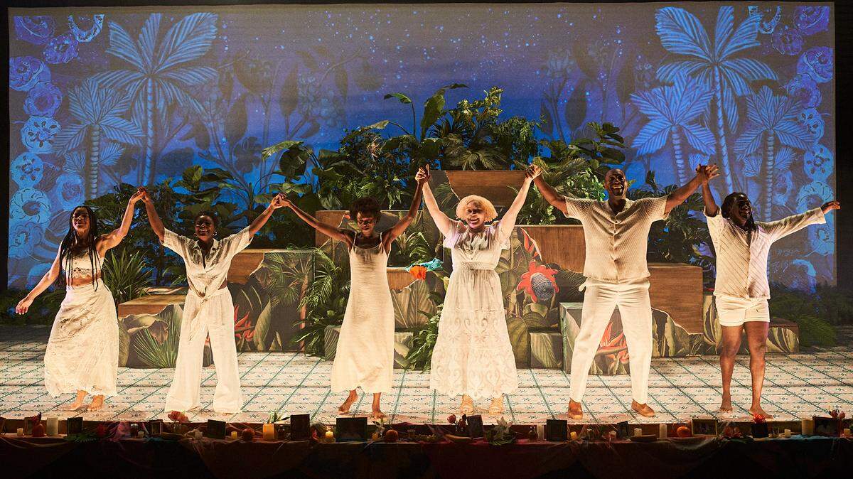 The cast of “Create Dangerously” takes the audience on a journey to Haiti and beyond in the Miami New Drama world premiere. (Photo courtesy of FURIOSA Productions)