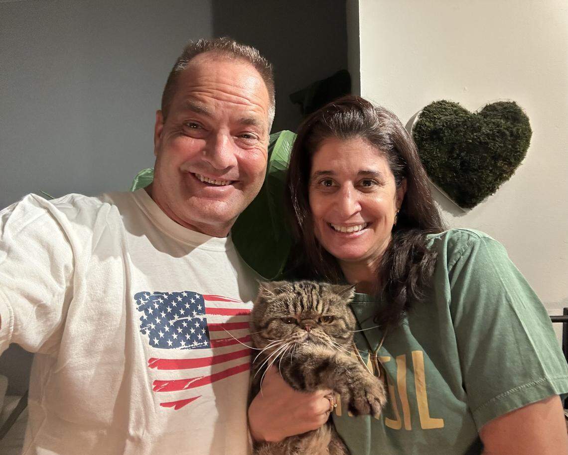 Eric and Luciana Marshall with Gato, their Miami Herald Cutest Pet Contest-winning cat. “This one tells the story in a nutshell,” Eric said. “An American met his future wife and cutest cat ever and they are both Brazilian.”