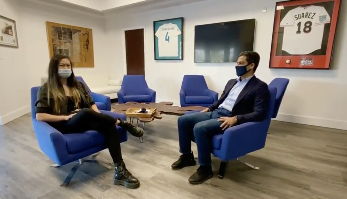 A still from a video in which Miami Mayor Francis Suarez interviews tech professional Lucy Guo about why she has come to Miami. Guo represents the sudden burst among some in Silicon Valley in moving to the Magic City.