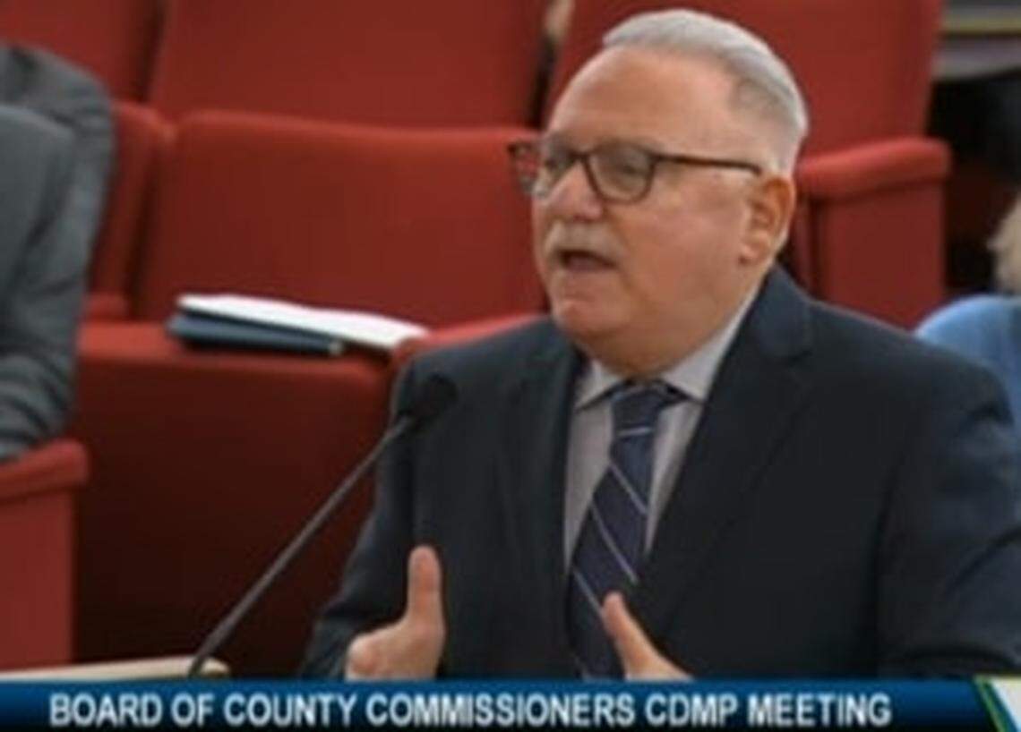 Manuel Diner, a Broward County lawyer, speaks before the Miami-Dade County Commission on May 17, 2018, at one of his multiple appearances supporting the American Dream Miami retail theme park.