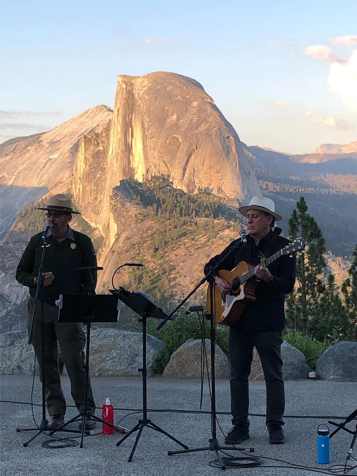 Gary Bremen and Grant Livingston performed at a ‘Songs & Stories of Our National Parks’ event in 2019 at Glacier Point in Yosemite National Park.