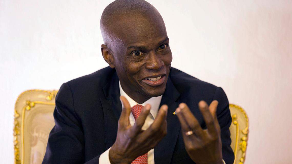 In this Aug. 28, 2019, file photo, Haiti’s President Jovenel Moise speaks during an interview in his office in Port-au-Prince.