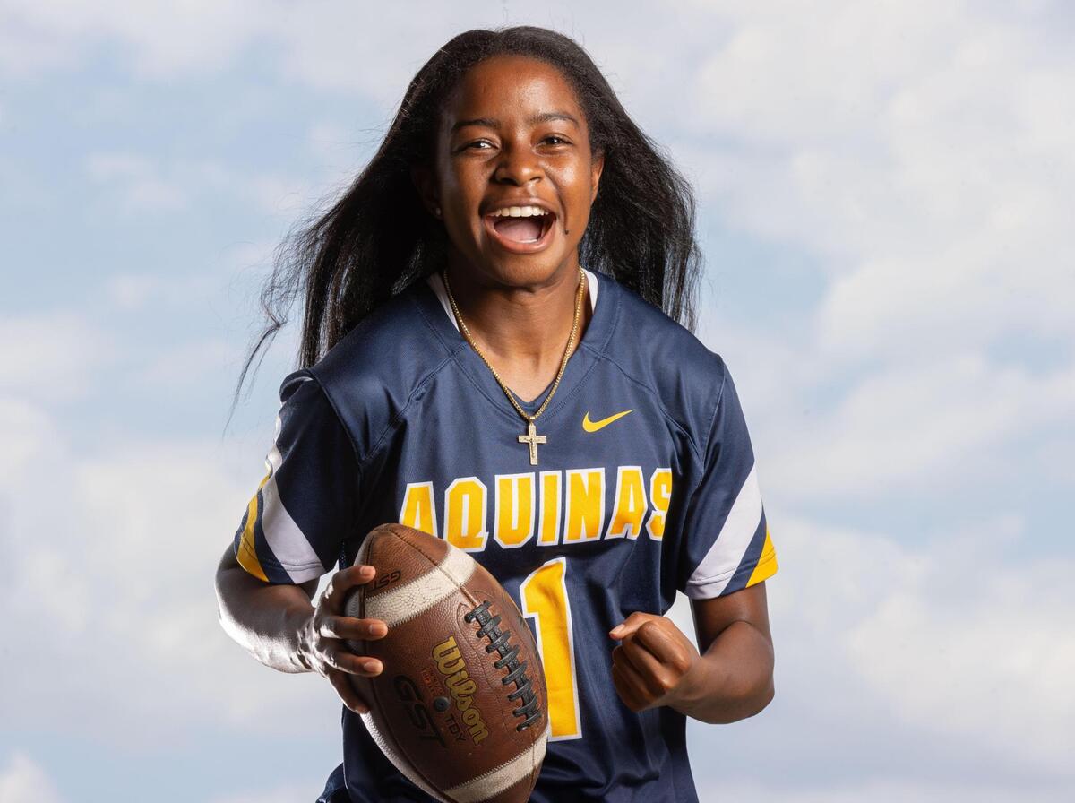 St. Thomas Aquinas quarterback Sherice Newton threw 73 touchdown passes on her way to becoming the Miami Herald’s Broward County Flag Football Player of the Year.