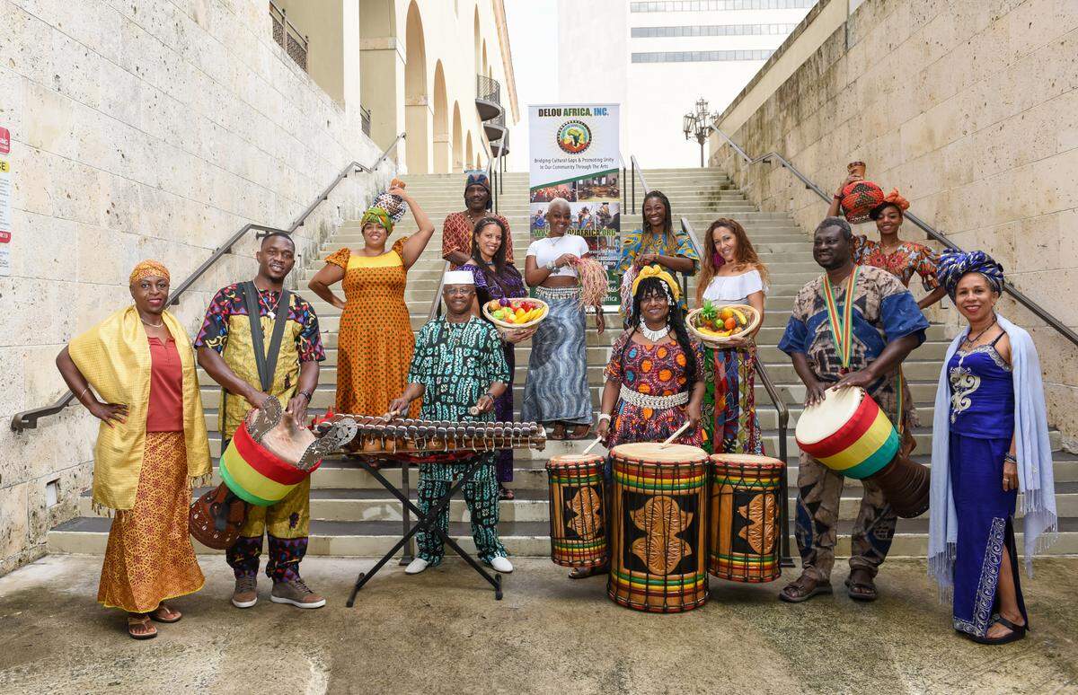  Members of the&nbsp;Delou Africa Dance Ensemble, who will perform virtually through a free HistoryMiami Museum program on Feb. 25.