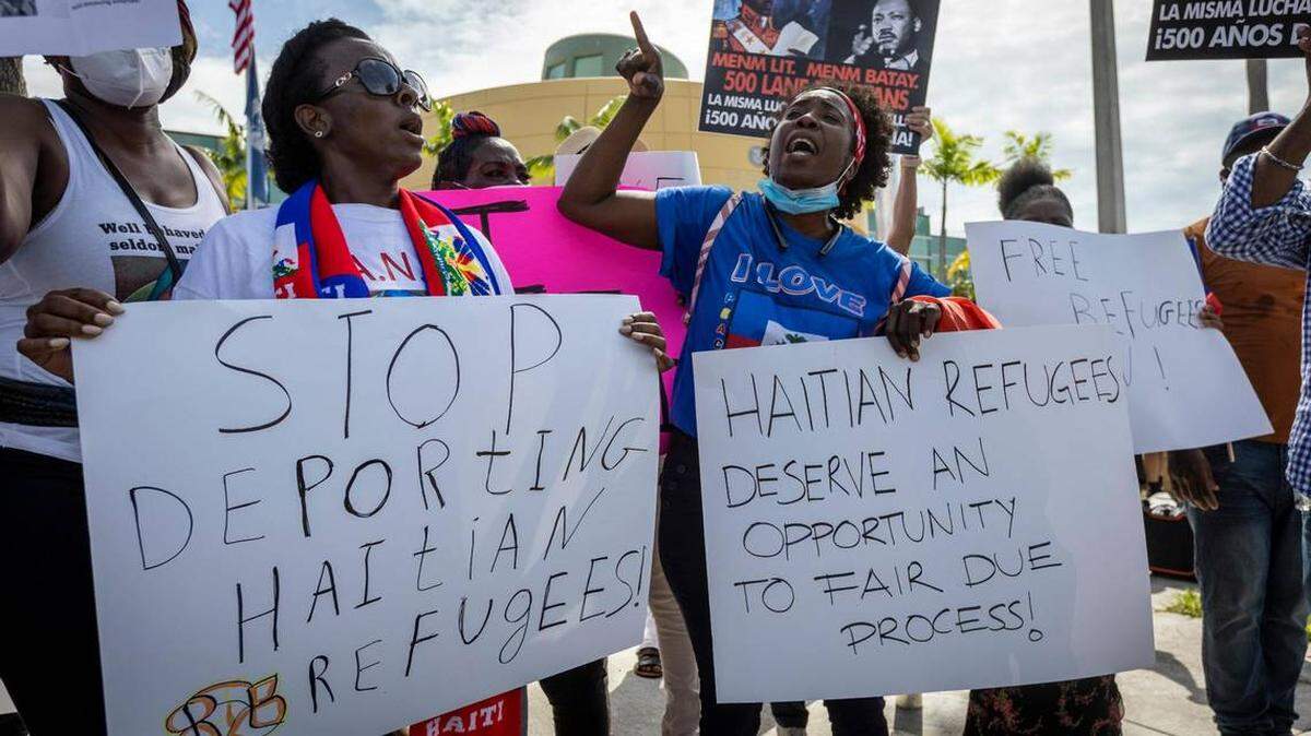 Haitians rally in Miami to protest deportation.