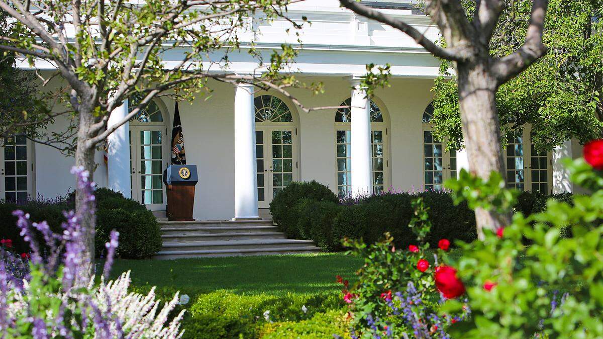 The grand lawn of the White House Rose Garden, on the west side of the buildling, is being paved over for a patio at the behest of President Donald Trump.