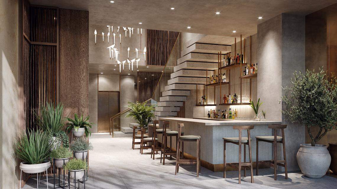 A rendering of the downstairs bar at the new Kaori in Brickell