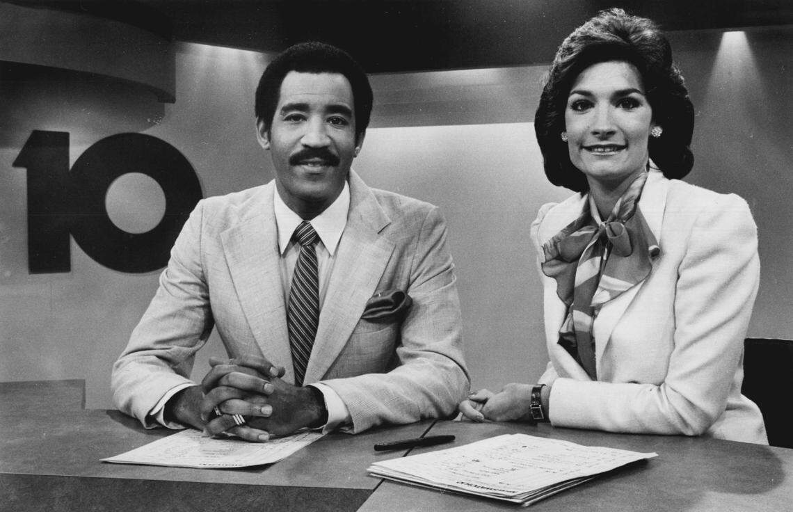 Dwight Lauderdale and Michele Gillen co-anchoring Channel 10 news in 1982.