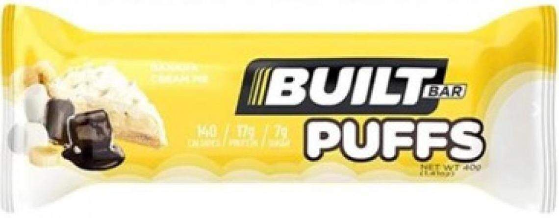 Built Brands’ Built Puffs Banana Cream Pie flavor protein bar.