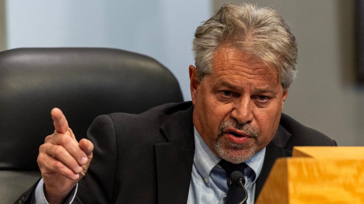 City of Miami Commissioner Miguel Gabela speaks during a commission meeting at Miami City Hall on Thursday, April 11, 2024.