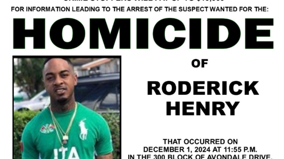 Broward Sheriff’s Office detectives are seeking information for whoever is responsible for the fatal shooting of Roderick Henry Sunday, Dec. 1, 2024, in Pompano Beach.