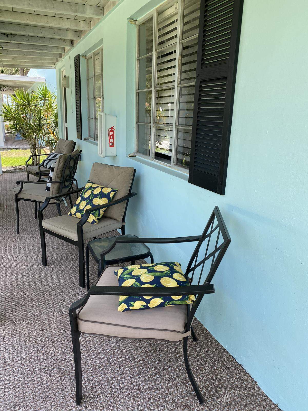 Some units at Island View Cottages in Sebastian, Fl., include a covered porch.