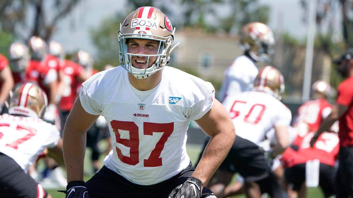 San Francisco first-round draft pick and defensive lineman Nick Bosa (97) leads a great 49ers defense into Thursday night’s game at Arizona.