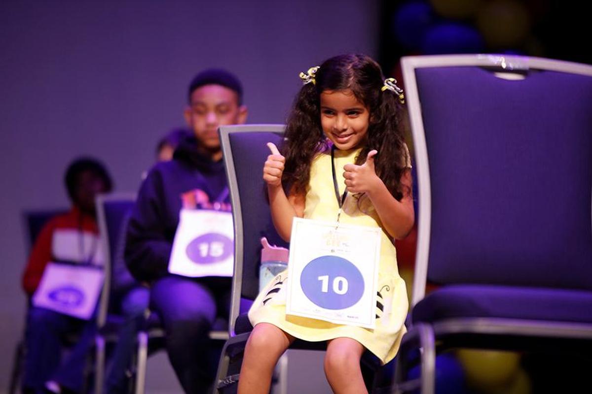 Miami Herald Spelling Bee contestant Judie ElAttar, 7, a first grader at David Fairchild Elementary in Miami-Dade, was the youngest student to compete in Thursday’s Miami Herald Spelling Bee for Miami-Dade and Monroe students.