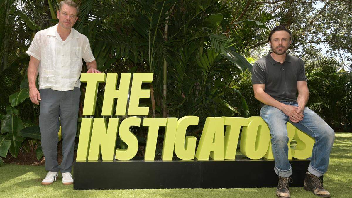 MIAMI, BEACH, FL-JULY 29: Matt Damon and Casey Affleck promote the Apple TV movie The Instigators at Faena Hotel on July 29, 2024 in Miami Beach, Florida. (Photo by Manny Hernandez/MannyofMiami)