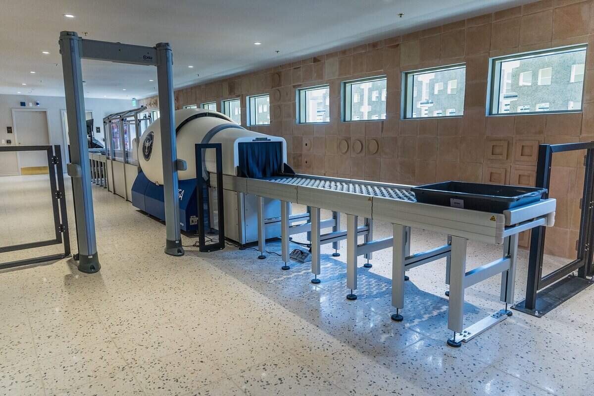 View of the TSA area at the PS MIA, a luxury private terminal at Miami International Airport that allows commercial flight passengers to bypass the main airport crowds. Located at the historic former Pan American Airways headquarters (4900 NW 36th St), offers private TSA screening, Customs clearance, chef-prepared meals, spa services, and airfield transfers in a BMW, on Friday June 12, 2026.