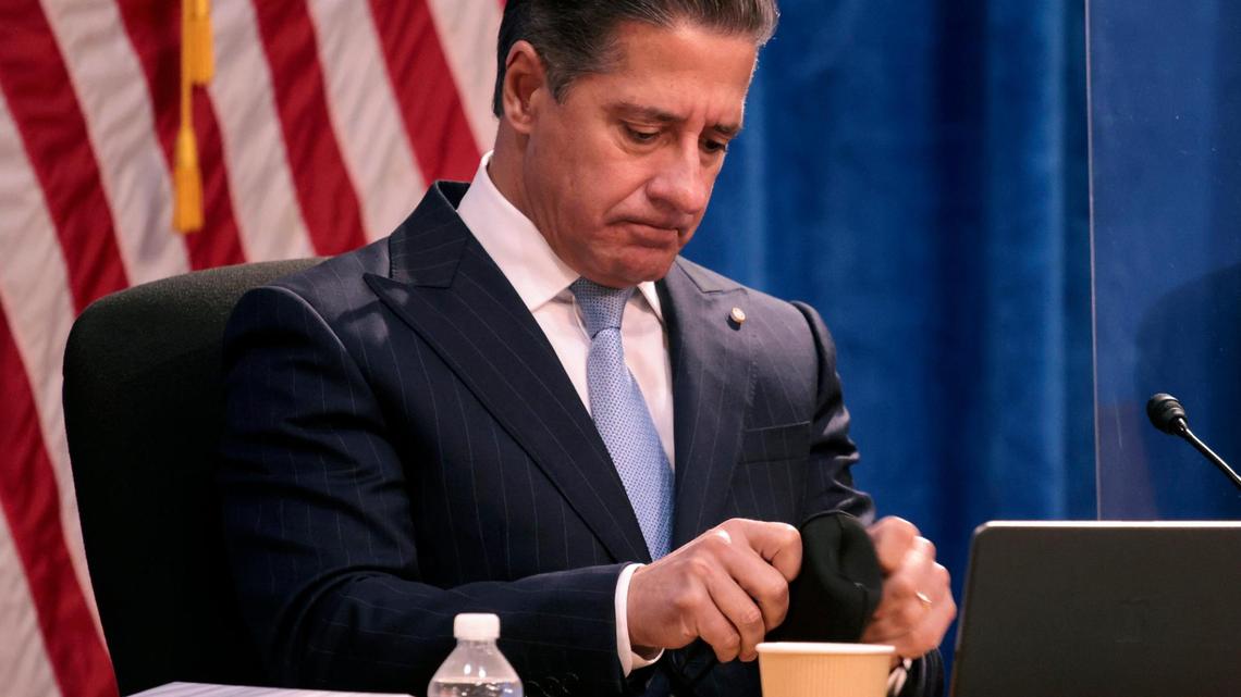 Superintendent Alberto Carvalho is listens as Miami Dade School Board holds a special meeting regarding his departure and terms of his replacement on Wednesday, January 5, 2021 in Miami, Florida.