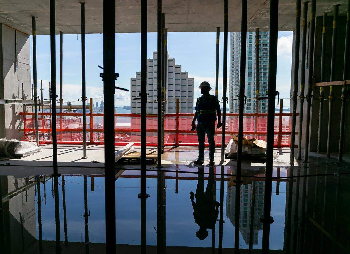 Kris Miksa, the mechanical, electrical and plumbing superintendent at 830 Brickell, a new commercial office tower under construction in Miami, on Friday, September 24, 2021.