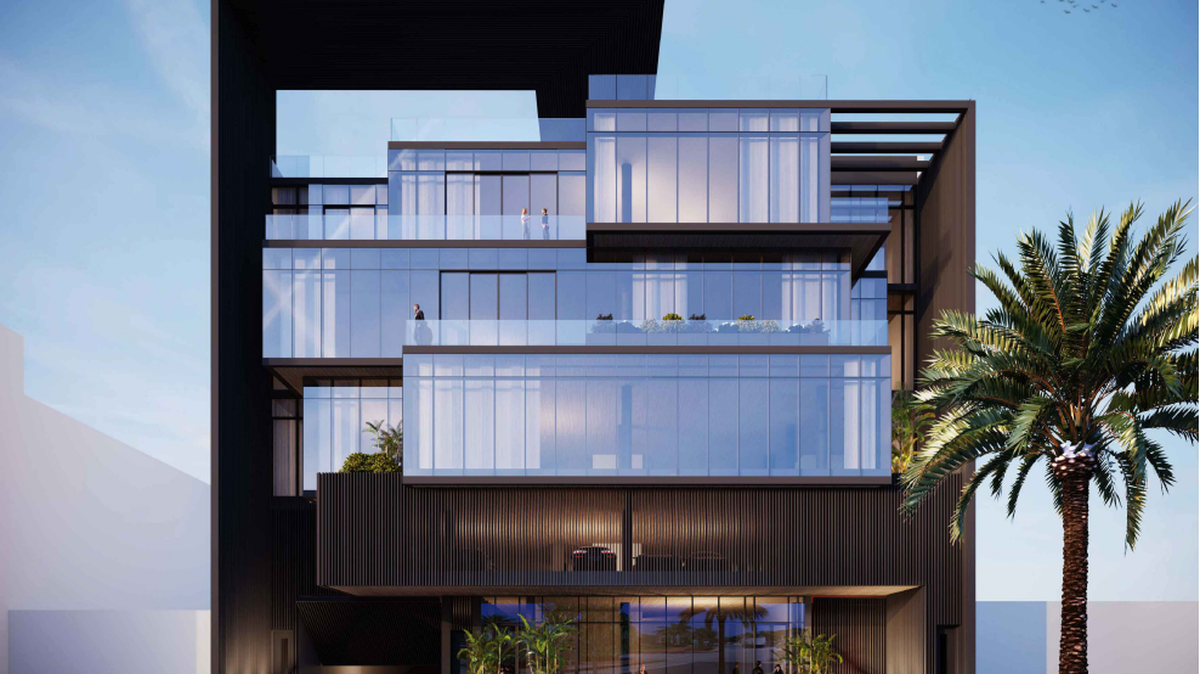 Area developer wants to capitalize on the influx of executives moving to Miami Beach and bringing their businesses here. Arkadia Property Group plan to convert a gas station site on Alton Road into a Kobi Karp-designed office building. Here’s a rendering of the development.